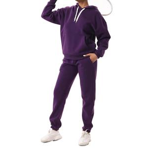 Conjunto de 2 piezas informal de otoño con logotipo personalizado, conjunto de chándal deportivo para Fitness, sudaderas con capucha y pantalones acampanados de punto, traje para mujer, chándal - Product Image 6