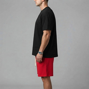 Vêtements streetwear en gros, logo personnalisé, mode, 100% coton, impression décontractée, coupe ample, bicolore, manches courtes, ensemble de jogging hip hop pour hommes - Product Image 2