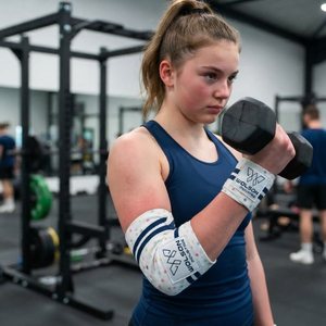 Bandes de compression pour les coudes de haute qualité pour la musculation, la gym, le cross-training, les séances d'entraînement intensives, en néoprène avec fermeture à crochet - Product Image 5