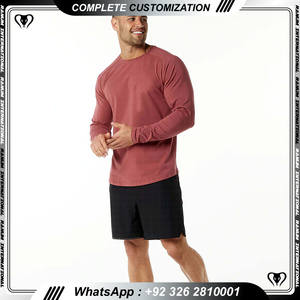 Blanc col rond entraînement vêtements actifs formation t-shirt manches longues ajusté Compression Fitness Gym T-shirts hommes - Product Image 5