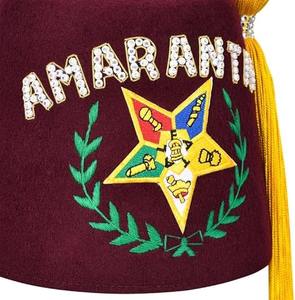 Chapeau Fez Amaranth OES avec étoiles en strass – Instructions d'entretien : Lavage à la main uniquement – Type de fermeture : À enfiler - Product Image 2