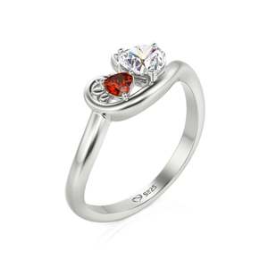 Jeulia Sterling Silver <b>Cat</b> Heart <b>Ring</b> with Garnet Rhodium Plated Bezel Setting - Product Image 2
