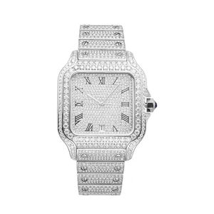 Montre carrée personnalisée avec diamants du fabricant Montres Vvs de créateur avec diamants pour hommes - Product Image 1