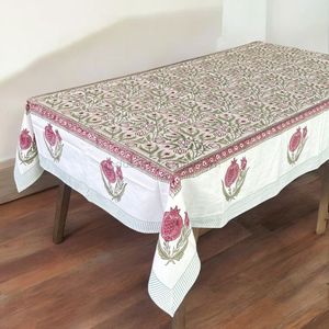 Indian Handmade Cotton Table Cloth Beautiful Hand Block Printed Cotton Table Cover for Wedding Table Cloth for Sale - Product Image 3