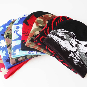 Design Your Own Customized Jacquard Knit <b>Beanie</b> Hat Custom Logo Sublimation Printed Solid Pattern Winter Hat for Unisex Adults - Product Image 5