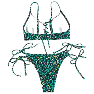 新款女性性感大码两件套印花比基尼套装2023女性拼接泳衣夏季巴西泳衣