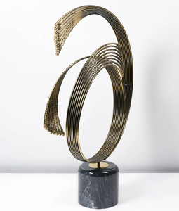 Artículo decorativo de planta de Cuctus de latón con base cuadrada de mármol 4 diseño de plantas diferentes Artículo decorativo de latón - Product Image 6