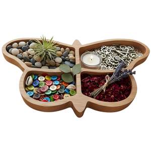 Plateau de service en bois en forme de papillon, bois naturel poli, élégant et décoratif, prix bas pour restaurant, disponible - Product Image 1