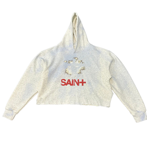 เสื้อกันหนาวมีฮู้ดสำหรับผู้ชายเสื้อครอปคอลูกเรือผ้าฝ้าย100% 450gsm พิมพ์โลโก้ได้ตามต้องการ - Product Image 1