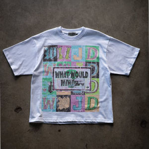 Camiseta holgada de serigrafía sólida con estampado de patrón personalizado para hombre, Camiseta de algodón 100% para hombre, servicio OEM estampado de ajuste holgado - Product Image 4