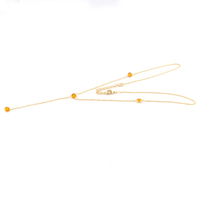Personnalisé élégant minimaliste rond multi pierre citrine quartz délicat collier goutte plaqué or y lariat collier cadeau d'anniversaire
