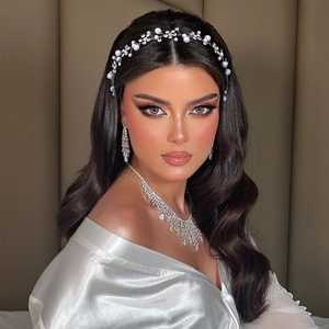 Bridella BHP730-S Silvery Fine <b>Jewelry</b> <b>Set</b> with Rhinestone & Pearl Tiara Comfortable Secure Fit for Weddings <b>Proms</b> Formal Events - Product Image 2