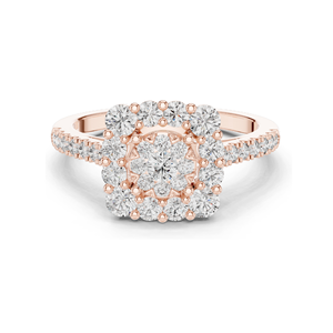 แหวนเพชรคลัสเตอร์ 0.874 กะรัต สำหรับผู้หญิง ความใส VVS-VS EF ทอง 18KT, 14KT, 10KT และเงิน 925  ทองชมพู, ทองเหลือง, ทองขาว - Product Image 3