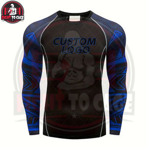 ชุดแรชการ์ด 2 ชิ้น สำหรับผู้ชาย ผลิตด้วยผ้าสแปนเด็กซ์/ไนลอน แห้งเร็ว พิมพ์ลายตามสั่ง สำหรับ MMA มวยไทย  งานแฮนด์เมด สวมใส่สบาย - Product Image 3