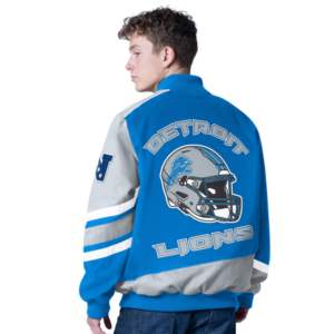 Chaqueta Bomber Personalizada Unisex de los Detroit Lions, Azul, con Cierre Completo, Estilo Universitario, para Golf y Béisbol - Product Image 6