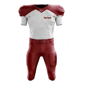 Uniformes de fútbol americano de manga corta transpirables impresos personalizados conjunto de poliéster 100% de alta calidad - Product Image 1