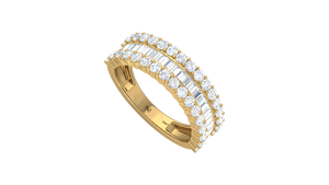 Anillo de Oro Sólido de 14K para Mujer con 57 Diamantes Naturales de Corte Brillante Redondo |   1.30 quilates de peso total |   Estilo de Lujo - Product Image 3