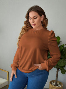 เสื้อสเวตเตอร์แบบสวมหัวของผู้หญิงเสื้อกันหนาวถักวาฟเฟิลวาฟเฟิลสีพื้นสไตล์มุกกำหนดเอง - Product Image 4