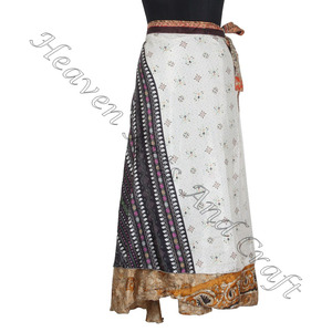 Faldas largas de seda Sari envolvente de diseñador de 38 pulgadas, falda envolvente Vintage, falda de seda india, falda de vestir mágica Bohemia para mujer - Product Image 2