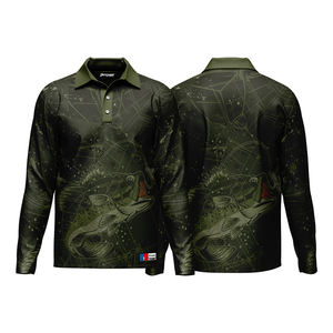 Camiseta Polo de Manga Larga con Protección Solar UPF 50, Transpirable, Antibacteriana, de Secado Rápido, con Estampado por Sublimación y Logotipo Personalizado para Pesca - Product Image 1