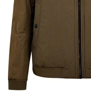 Blouson d'aviateur décontracté coupe ajustée pour hommes Manteau uni à fermeture éclair et col montant fin en toile pour le printemps et l'automne - Product Image 3