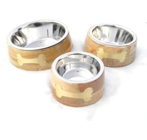 Comedero para Mascotas de Madera Maciza Ecológica con Platos de Acero Inoxidable para Comida y Agua - Product Image 1