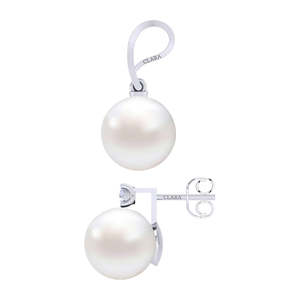 Juego de Pendientes de Plata de Ley con Perlas y Cadena para Mujeres y Niñas - Product Image 3
