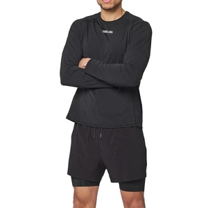 เสื้อยืดออกกำลังกาย HEALY Men Moisture Wicking สีดำเหลือง แห้งเร็ว แขนยาว กางเกงวิ่งขาสั้น ชุดกีฬา สกรีนโลโก้ได้ - Product Image 1