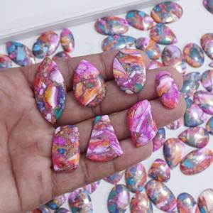 AAA + alta calidad Natural Pink Dahlia Spiny Oyster cobre turquesa cabujón piedra preciosa suelta de tamaño de forma mixta para la fabricación de joyas - Product Image 3