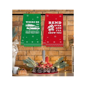 Serviettes élégantes en coton biologique 100% avec motif de rennes brodés, pour le golf, la cuisine, les fêtes et les mariages, tailles personnalisables, certificat GOTS - Product Image 4