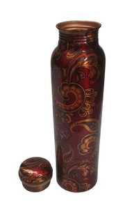 Proveedor a granel Botella de cobre impresa Botella de agua de cobre impresa hecha a mano Botella de agua Ayurvédica Beneficios de bienestar - Product Image 5