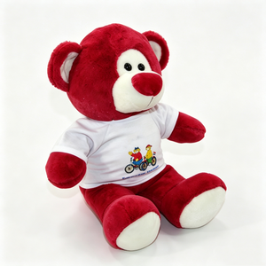Unique plush gift teddy bear with <b>printed</b> t-shirt, <b>nursery</b> decor red teddy bear plush, custom logo teddy bear plush - Product Image 3
