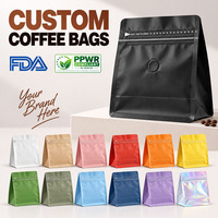 Sacs à café personnalisés avec soufflet latéral et valve de dégazage pour grains de café torréfiés et emballage à marque privée