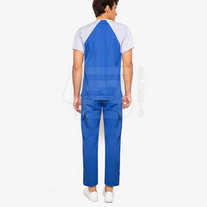 Hombres de manga corta con cuello en V 3 bolsillos Scrubs Algodón hecho médico Scrubs Top médicos Scrub traje hospitales médicos enfermera uniformes vestido - Product Image 6