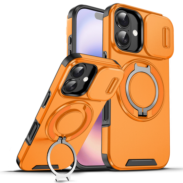 Premium Heavy Duty Rugged Armor Magnetic Bracket Case for iPhone 17 13 Pro Max Plus Slide Camera Shockproof Cell Phone Protector