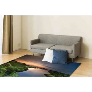 Tapis imprimé vert et bleu : Grand, pour salon, escalier, salle de bain, tapis en chenille - Product Image 3