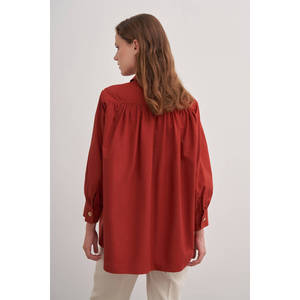 Blusa Holgada de Popelina con Bordado Floral y Cuello para Mujer - Product Image 6