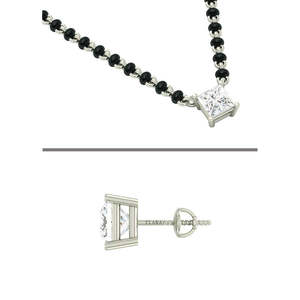 Compre un Conjunto de Mangalsutra de Plata Pura, Joyería Fina con Diamante de Corte Esmeralda Chapado en Oro, para Regalo de Boda o Fiesta para Esposa - Product Image 2