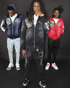 Sudadera con capucha y cremallera desgastada de algodón de 500GSM personalizada con diamantes de imitación recortada de gran tamaño con lavado ácido y cremallera - Product Image 6