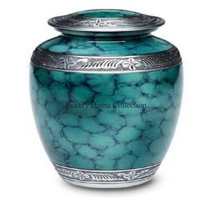 Neueste Design Sea Green Cloud Textur Silber Phantasie Design Gravierte Hydra Feuer bestattung Urnen Großhandel Emaille Finishing Bestattungs urnen - Product Image 1