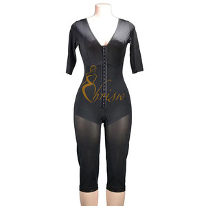 Moldeador de cuerpo completo sin costuras de <span class=keywords><strong>media</strong></span> manga larga con cremallera de tres filas personalizado levantador de glúteos moldeador de cuerpo de mujer de talla grande para mujer - Product Image 5