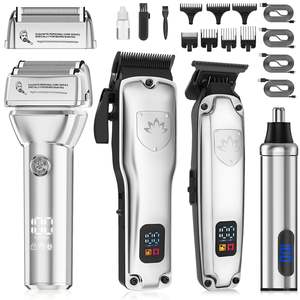 Tondeuse à cheveux professionnelle 4-en-1 pour hommes, tondeuse à lame en T, rasoir électrique à grille, tondeuse à poils de nez, sans fil, prise US, alimentée par batterie - Product Image 6