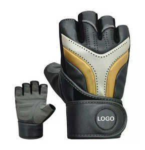 Gants d'haltérophilie en cuir unisexe élégants demi-doigt respirant Protection UV sangle de poignet réglable entraînement de gymnastique - Product Image 3