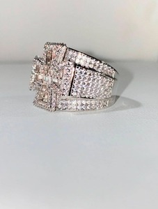 แหวนเพชร CZ แบบแร็ปเปอร์เครื่องประดับฮิปฮอปชุบทอง - Product Image 3