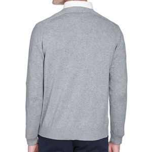 Pull à col en V à manches longues pour homme, gris chiné, coupe classique, confortable, en molleton imprimé, polyester/coton, écologique - Product Image 2