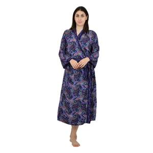 Elegant Floral Print Silk Blend Kimono Robe Long Dressing Gown Drawstring Customizable Free for Home Bridal Use ODM Woven - Product Image 4