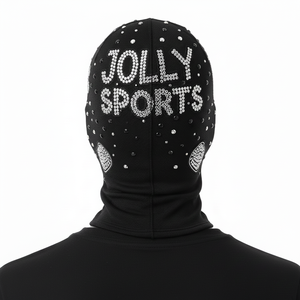 Balaclava pour homme en polyester et élasthanne de luxe, 220 GSM, tissu doux et élastique, logo noir en transfert thermique cristal, balaclava pour homme - Product Image 2