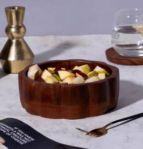 Bandeja de madera de acacia para servir, Frutero de madera decorativo, bandeja otomana redonda rústica, bandeja central de estilo de granja - Product Image 2