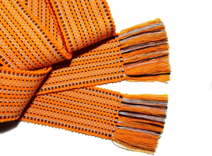 Cinturón de Tela Krajka Tejido a Mano, Color Naranja y Negro, para Mujer y Hombre, Estilo Folclórico Moderno, Regalo Personalizado - Product Image 3
