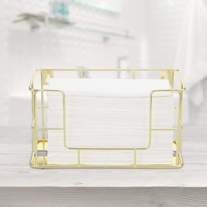 Moderno latón tono Metal alambre comercial montado en la pared o papel de mesa doblado toallero dispensador estante servilletero - Product Image 5